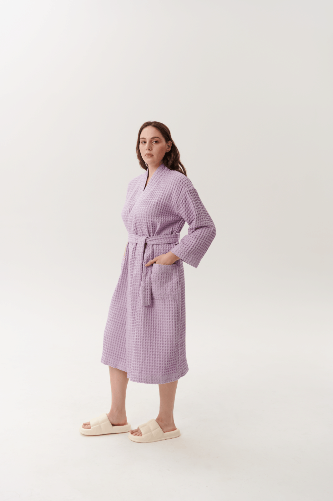 халат вафельный сиреневый