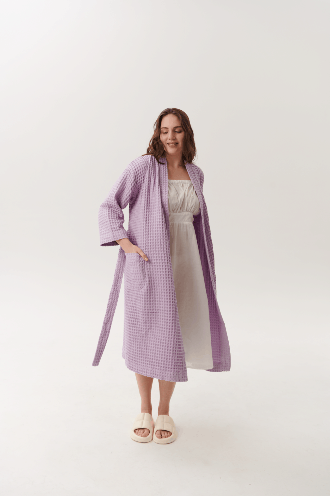 халат вафельный сиреневый